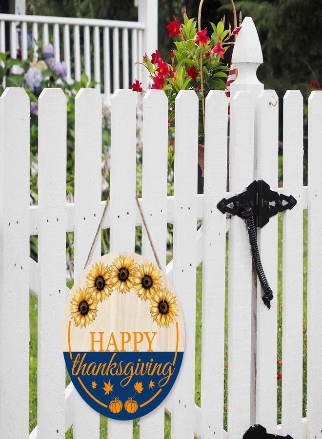 Beabes Welcome Porch Wood Sign Happy Thanksgwing Sunflower Round Hanging Plaque Sign for Porch Yard, Holiday Garden Decorations, 12x12inch - Image 4