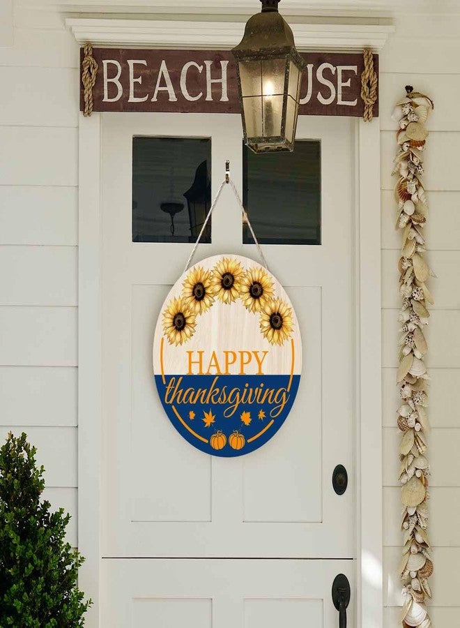 Beabes Welcome Porch Wood Sign Happy Thanksgwing Sunflower Round Hanging Plaque Sign for Porch Yard, Holiday Garden Decorations, 12x12inch - Image 5