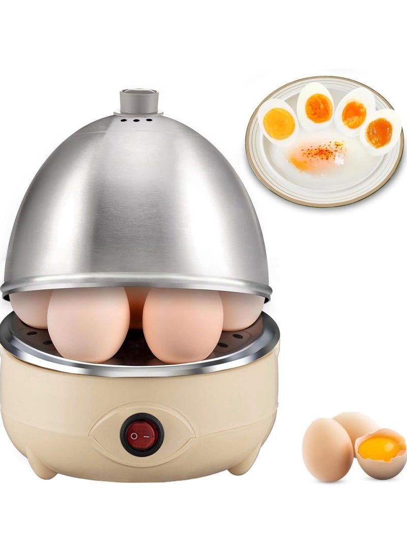 TDAO Food Grade Stainless Steel Egg Steamer, Safety and Health, Egg Cooker, High-temperature Circulating Steam Heating, Even Heating, Electric Egg Beater, Egg Cooker with a Measuring Cup, 7 Egg Volume Steamed Egg Automatically Closed, Double Steamed Egg Light Yellow/Silver - Image 1