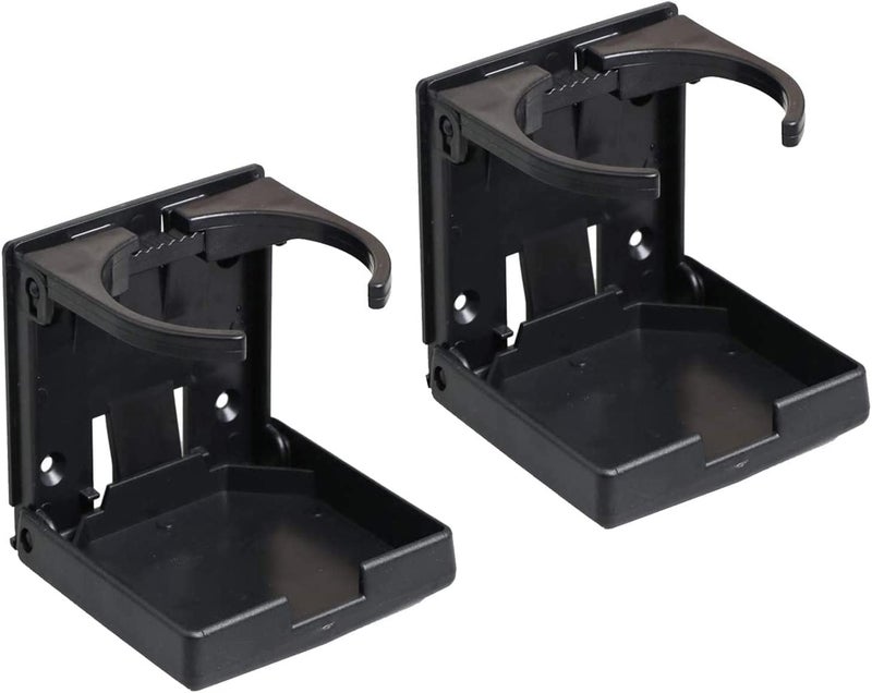 WedFeir 2PCS Adjustable Folding Drink Holder with Screws and Tapes, Folding Automotive Cup Holders for Car Truck Boat Van. (Black) - Image 1