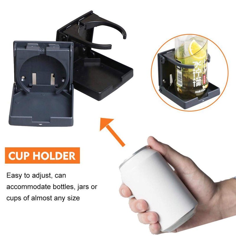 WedFeir 2PCS Adjustable Folding Drink Holder with Screws and Tapes, Folding Automotive Cup Holders for Car Truck Boat Van. (Black) - Image 4