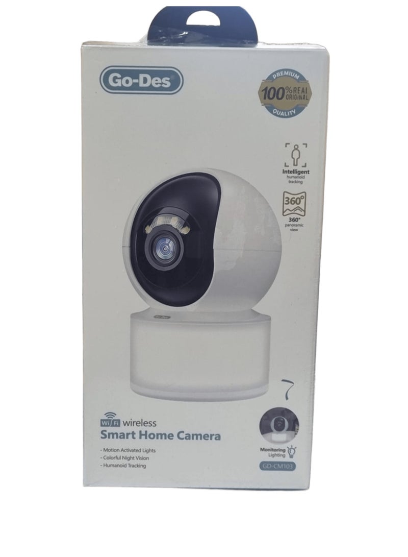 GO-DES 360 Degree Home Security Camera, Indoor Security Camera ultra clear picture quality  with Dual Light sources - Image 2