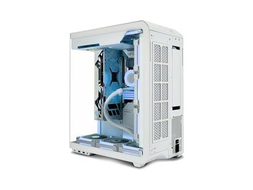 SSUPD Xhuttle White ATX Mid Tower Gaming Case, with a Dual - Chamber Design, Panoramic Tempered Glass,Vertical GPU Airflow, Includes 3 x 120mm ARGB Reverse Fan, RGB Strip (White) - Image 3