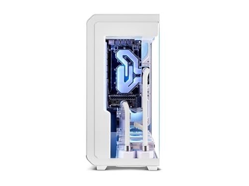 SSUPD Xhuttle White ATX Mid Tower Gaming Case, with a Dual - Chamber Design, Panoramic Tempered Glass,Vertical GPU Airflow, Includes 3 x 120mm ARGB Reverse Fan, RGB Strip (White) - Image 4