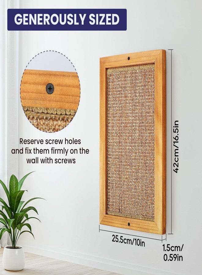 OFIDELITY Wooden Sisal Cats Wall Scratcher, Floor or Wall Mounted Cat Scratching Mat, Durable Cat Scratch Pads for Indoor Cats, Framed Sisal Scratch Pad Mat, Wall Cat Scratching Post for Furniture Protector - Image 2