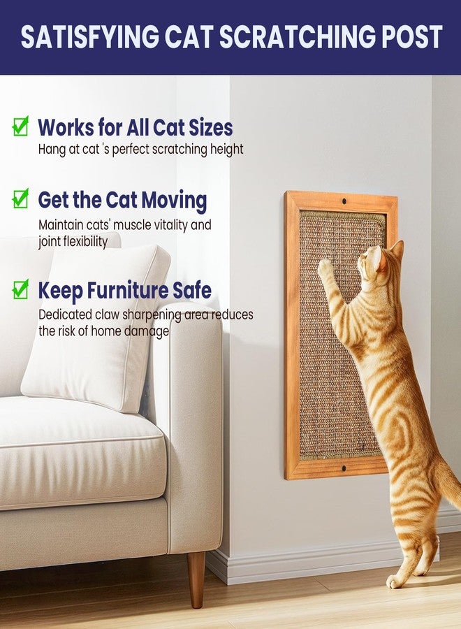 OFIDELITY Wooden Sisal Cats Wall Scratcher, Floor or Wall Mounted Cat Scratching Mat, Durable Cat Scratch Pads for Indoor Cats, Framed Sisal Scratch Pad Mat, Wall Cat Scratching Post for Furniture Protector - Image 4