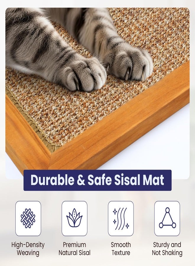 OFIDELITY Wooden Sisal Cats Wall Scratcher, Floor or Wall Mounted Cat Scratching Mat, Durable Cat Scratch Pads for Indoor Cats, Framed Sisal Scratch Pad Mat, Wall Cat Scratching Post for Furniture Protector - Image 3