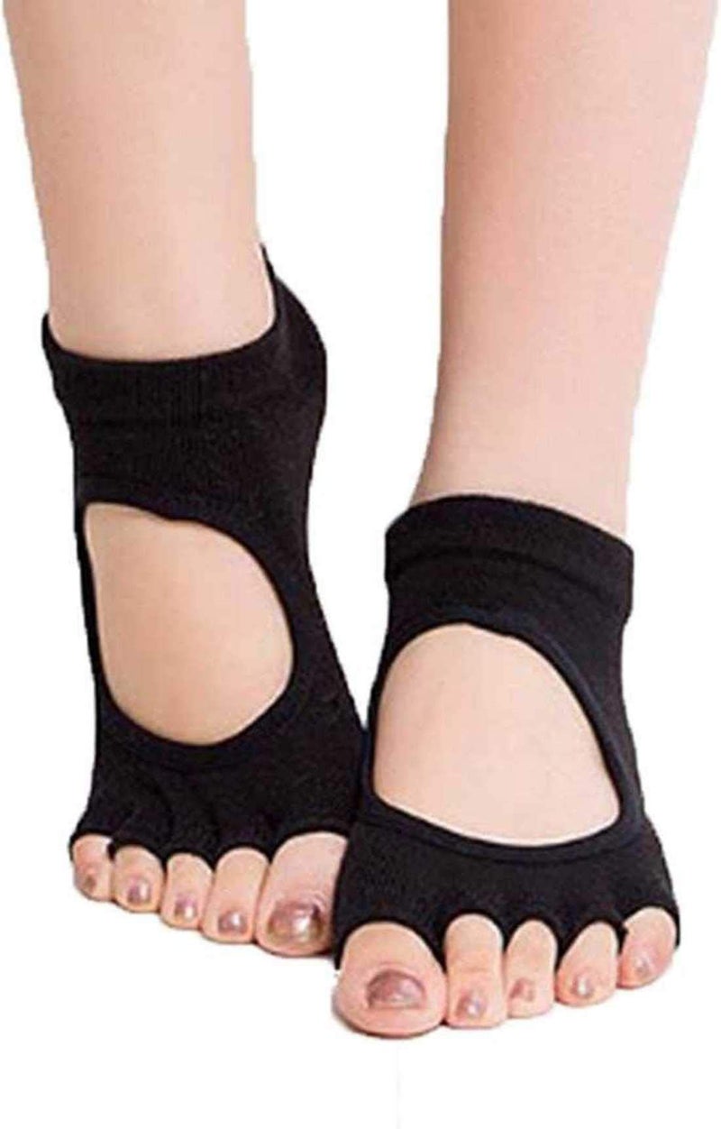 Digital Shoppy Anti-slip Massage Foot Care Tool Yoga Health Silicone Gel Socks Orthopedic For Women (BLACK) - Image 3