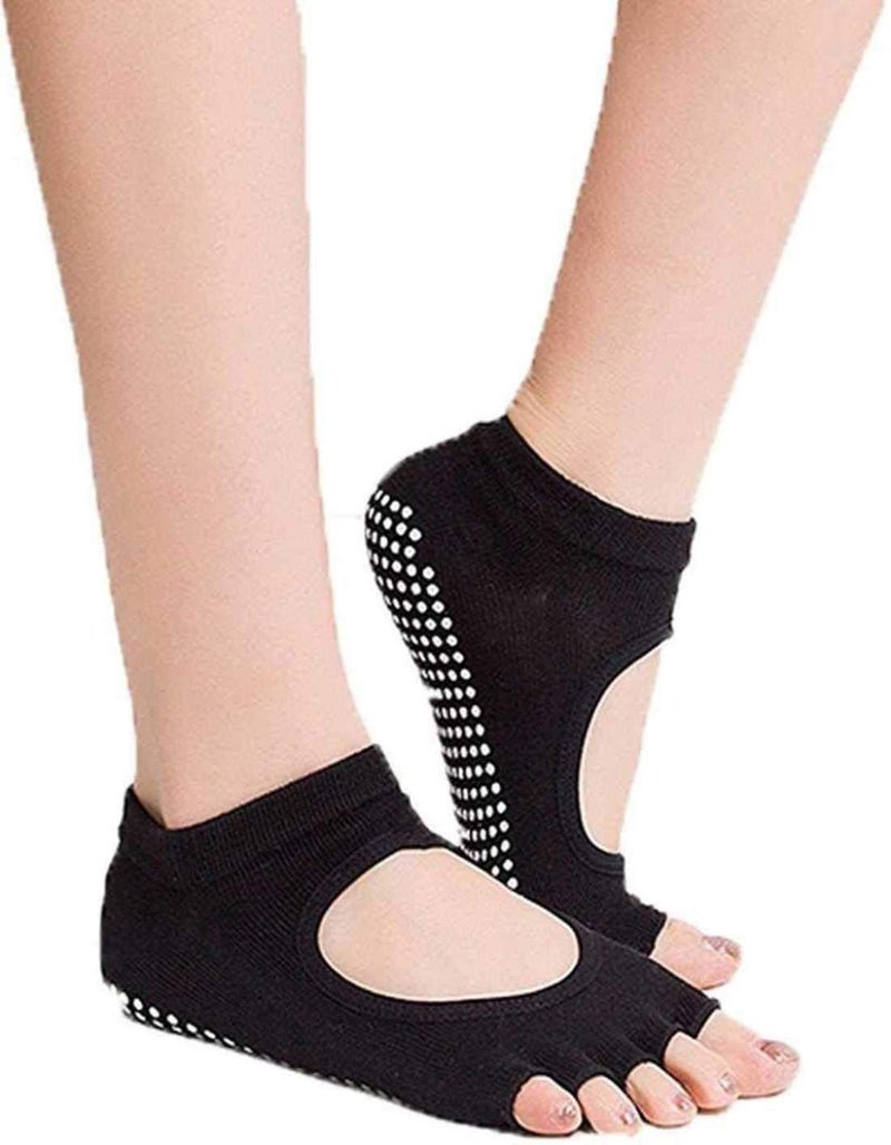Digital Shoppy Anti-slip Massage Foot Care Tool Yoga Health Silicone Gel Socks Orthopedic For Women (BLACK) - Image 2