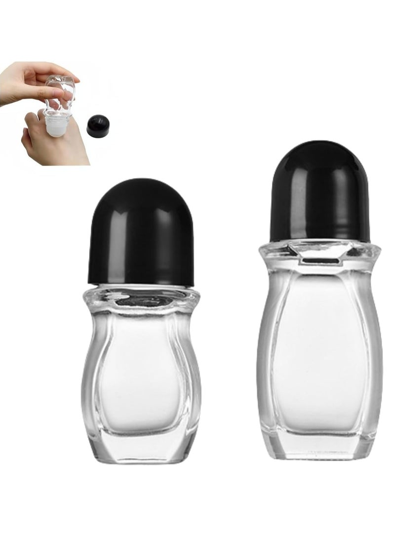 Oasisgalore 2Pcs Roller Ball Deodorant Container, Roll on Bottles, Empty Perfume Bottles Glass Roller Bottles for Essential Oils (30+50Ml) - Image 1