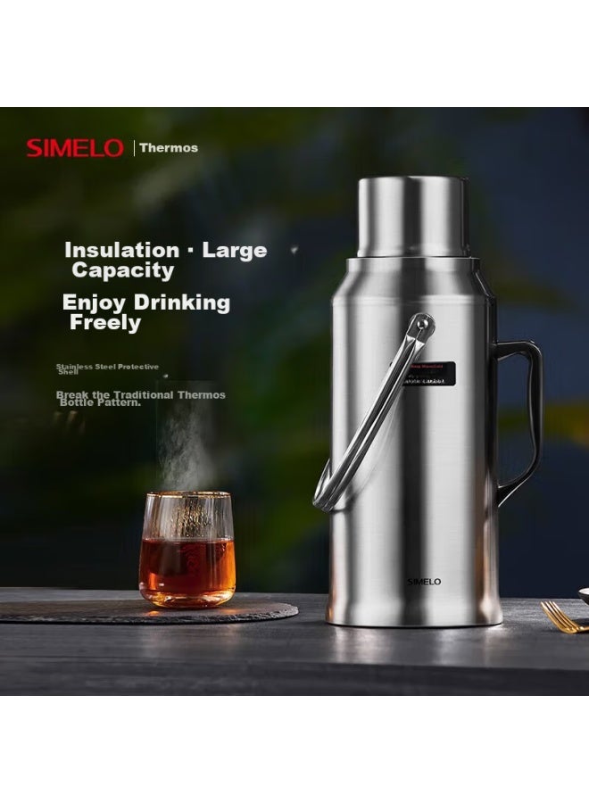 Simelo Insulated Bottle, Large Capacity For Home Use, Glass Inner Liner, Hot Water Bottle, Dorm Insulated Bottle, Warm Water Kettle, Boiling Water Bottle, 3.2l, Stainless Steel - Image 1