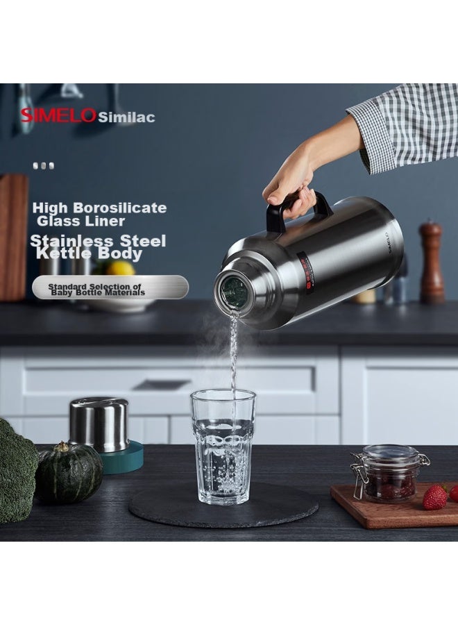 Simelo Insulated Bottle, Large Capacity For Home Use, Glass Inner Liner, Hot Water Bottle, Dorm Insulated Bottle, Warm Water Kettle, Boiling Water Bottle, 3.2l, Stainless Steel - Image 4