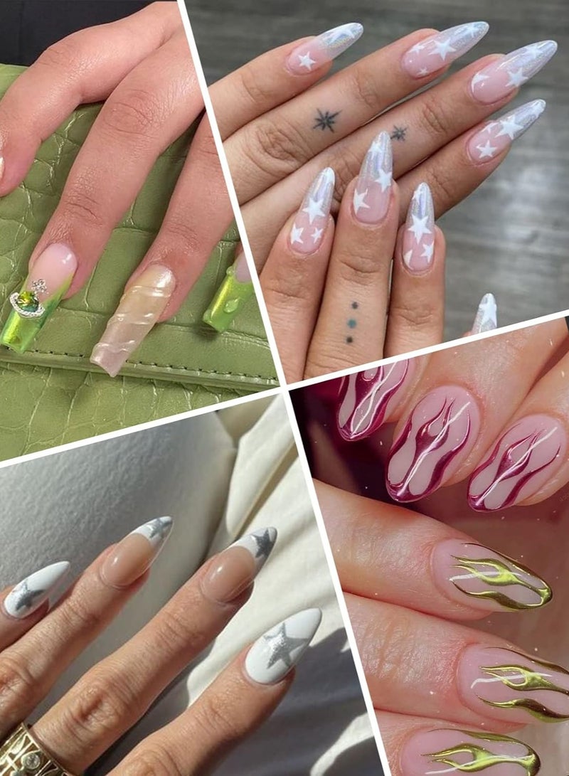 SYOSI 10 Color Metal Giltter 3D Nail Art Pens Set, Double-ended Nail Point Graffiti Dotting Pen, Drawing Painting Liner Brush for DIY Nail Art Beauty Adorn Manicure Tools, Nail Art 3D Painted Pen - Image 5