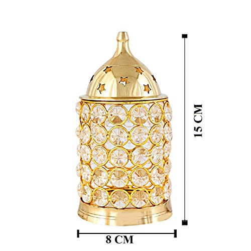 Ein Sof Akhand Diya for Puja - Decorative Pooja Mandir & Home Decoration Item, Medium Size Diyas with Crystal Wind Cover Protector, Long Burning Diva (Height 6 inches) - Image 2