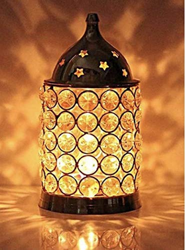 Ein Sof Akhand Diya for Puja - Decorative Pooja Mandir & Home Decoration Item, Medium Size Diyas with Crystal Wind Cover Protector, Long Burning Diva (Height 6 inches) - Image 5