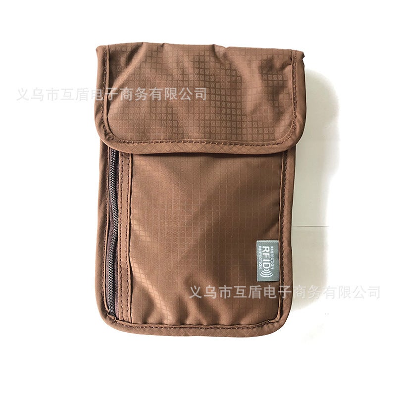 Unisex Waterproof Passport Holder Neck Pouch Coffee