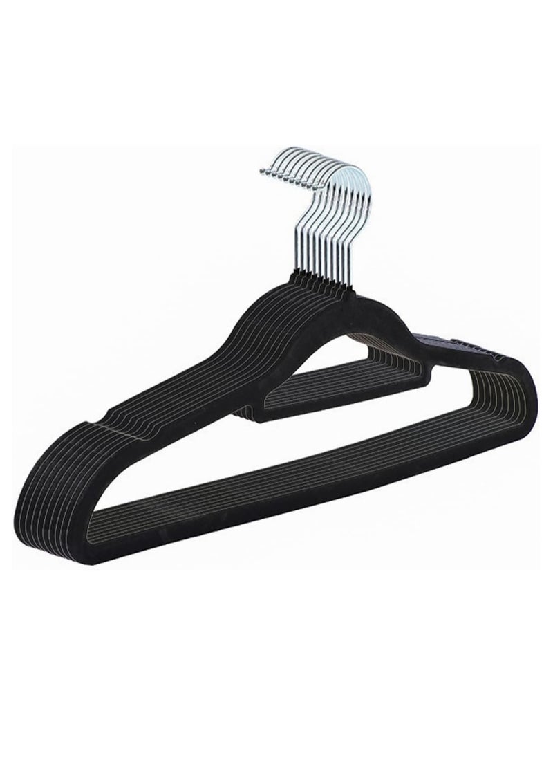 Home Care Home Care Non Slip Felt Hangers Space Saving Clothes Hanger Velvet Hanger Heavy Duty Adult Hanger For Coat, Suit - Black (Pack of 10)  - Image 1
