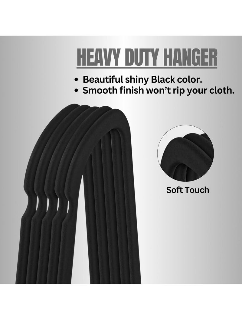 Home Care Home Care Non Slip Felt Hangers Space Saving Clothes Hanger Velvet Hanger Heavy Duty Adult Hanger For Coat, Suit - Black (Pack of 10)  - Image 2