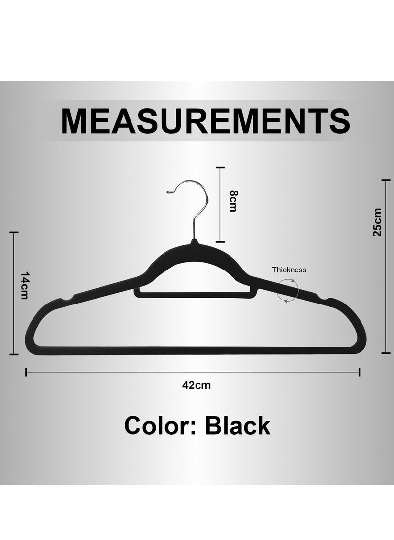 Home Care Home Care Non Slip Felt Hangers Space Saving Clothes Hanger Velvet Hanger Heavy Duty Adult Hanger For Coat, Suit - Black (Pack of 10)  - Image 4