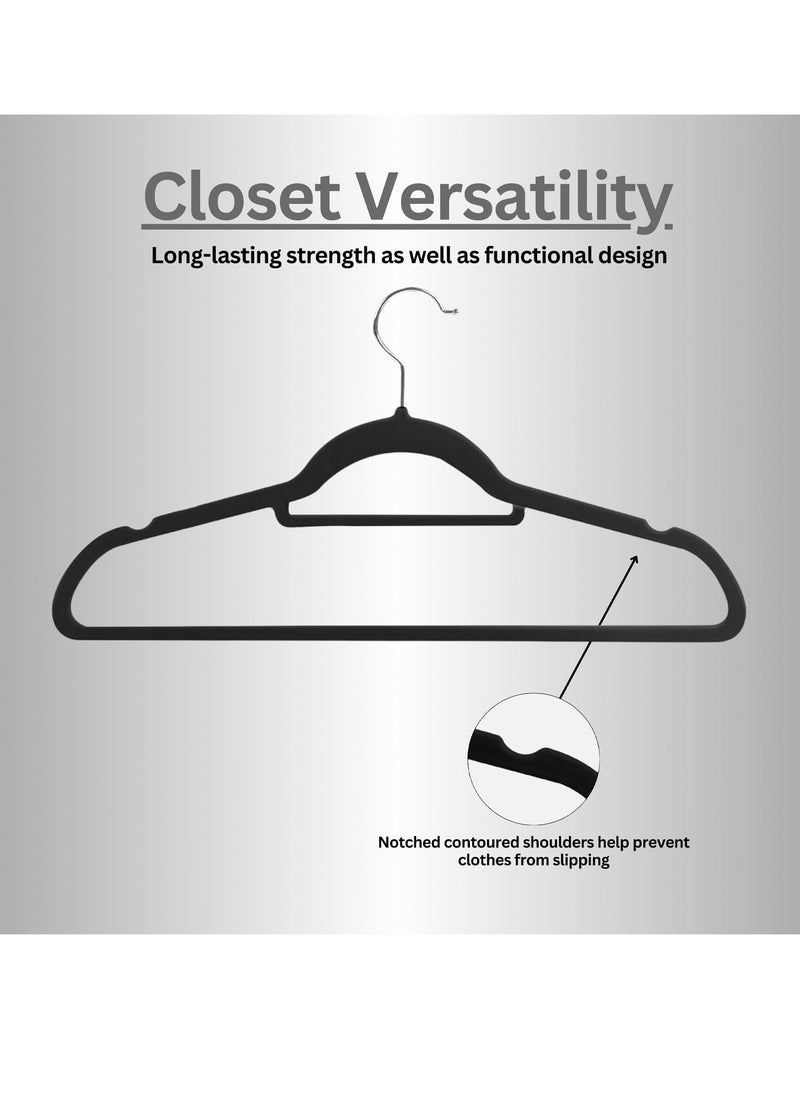 Home Care Home Care Non Slip Felt Hangers Space Saving Clothes Hanger Velvet Hanger Heavy Duty Adult Hanger For Coat, Suit - Black (Pack of 10)  - Image 5