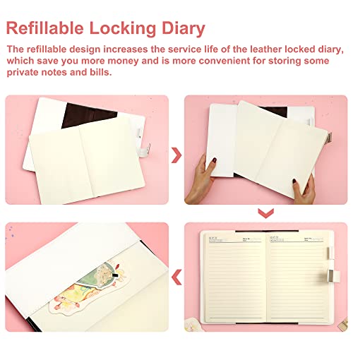 CAGIE Diary with Lock for Girls Age 8-12,Birthday Gifts for 9 10 11 12 Year Old Girls, Tie Dye Design 192 Pages Diary with Pen, 5.7 x 8.5 Inch Journal with Lock for Women Girl (Blue) - Image 4