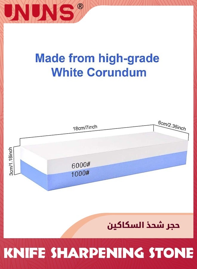 UNUNS Knife Sharpening Stone,Premium Double Sided Grit 1000/6000 Knife Sharpeners,Wet Stone Sharpening Kit With Non-slip Silicone Base And Angle Guide Correction,Flattening Stone For Home Kitchen - Image 4