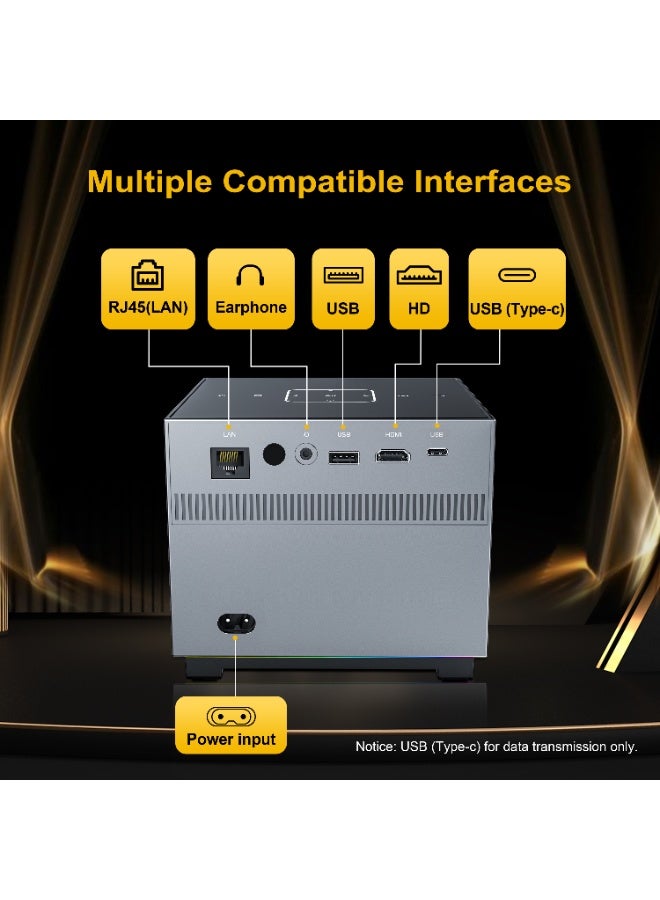 Xnano Mini Portable Projector X3 T972 HD 8K/ARGB Color Lighting / Screen Mirroring / Electric Focus + 4-Point Keystone Correction / Unique Speaker Cavity / Two-Way Bluetooth Connection / Multiple Compatible lnterfaces - Image 4