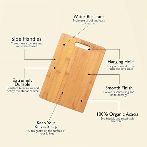 FRESHOME Bamboo Wood Cutting Board for Kitchen – X-Large 36x26cm Chopping Board for Vegetables & Fruits | BPA-Free, Eco-Friendly, Knife Friendly, Anti-Microbial – BCH-XLarge - Image 3