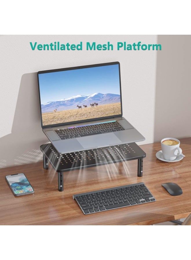 Adjustable Monitor Stand for Desk, Height Adjustable Laptop Riser, Computer Monitor Stand with Under Desk Storage, Ergonomic Screen Riser for Laptop, PC Monitor, Printer and Office Workspace - Image 2