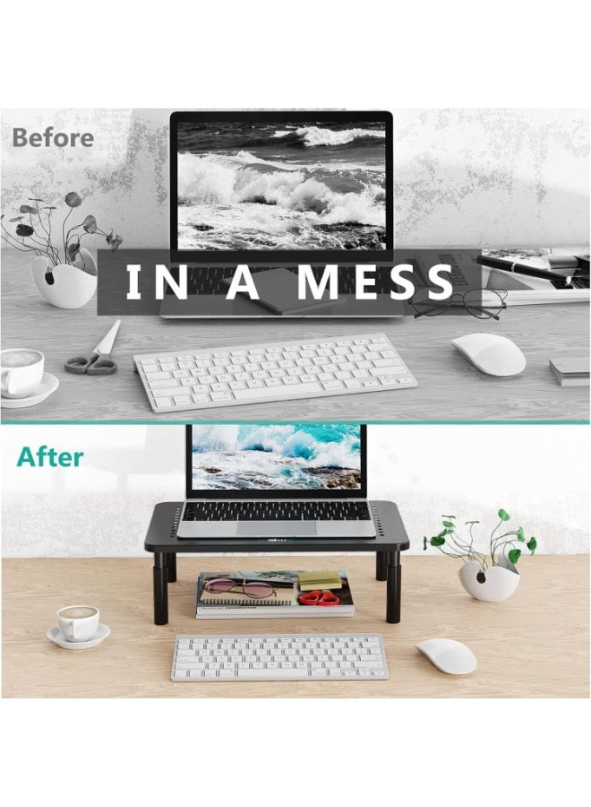 Adjustable Monitor Stand for Desk, Height Adjustable Laptop Riser, Computer Monitor Stand with Under Desk Storage, Ergonomic Screen Riser for Laptop, PC Monitor, Printer and Office Workspace - Image 5