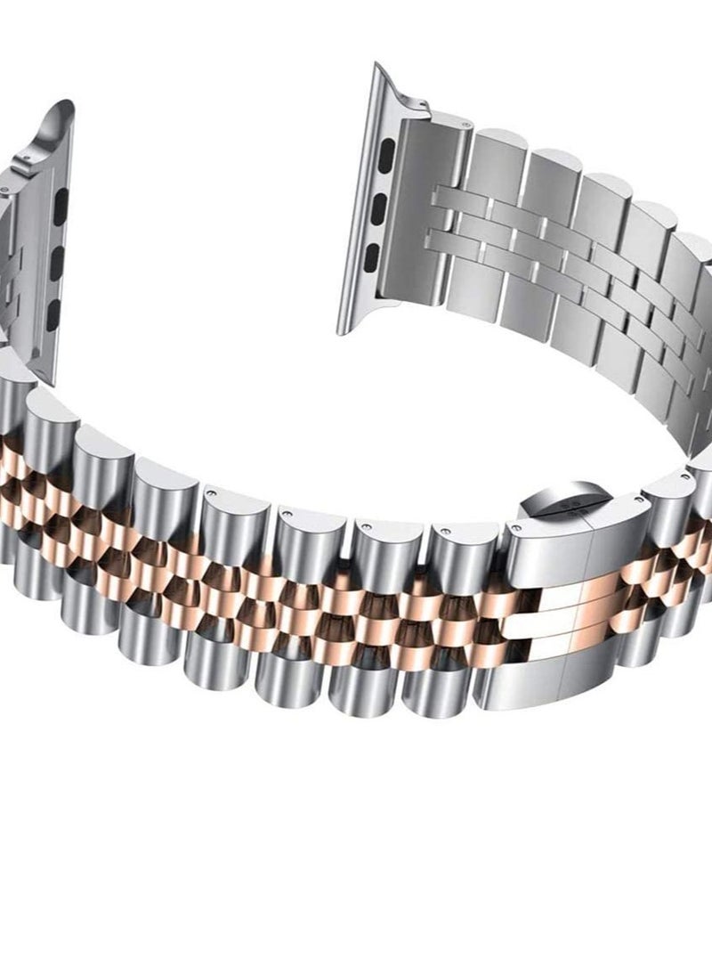 ELTRAZONE - Replacement Band Compatible with Apple Watch 44mm / 42mm Stainless Steel Solid Strap Metal Bracelet for Apple Watch Series 7 6 5 4 3 2 SE (Silver - Image 1