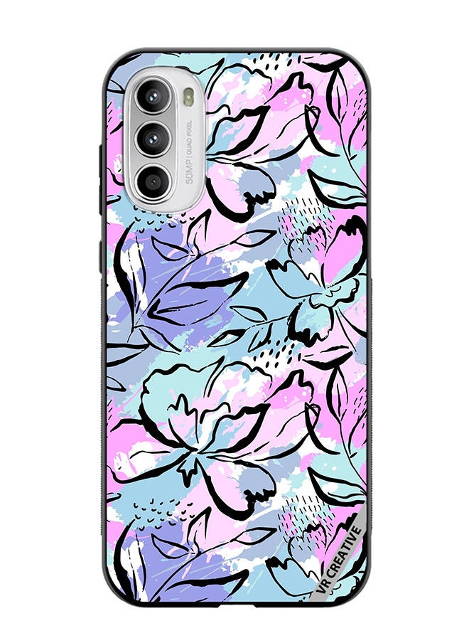VR CREATIVE Protective Case Cover For Motorola Moto G82 Abstract Flowers Print Design Multicolour  - Image 1