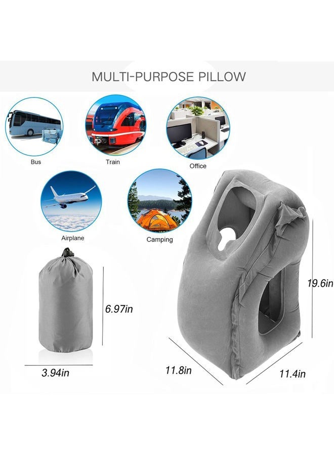 VinMas Travel Pillow, Inflatable Portable Head Neck Rest Pillow for Airplanes, Cars, Buses, Trains, Napping, Camping - A Patented Product (Grey) - Image 4