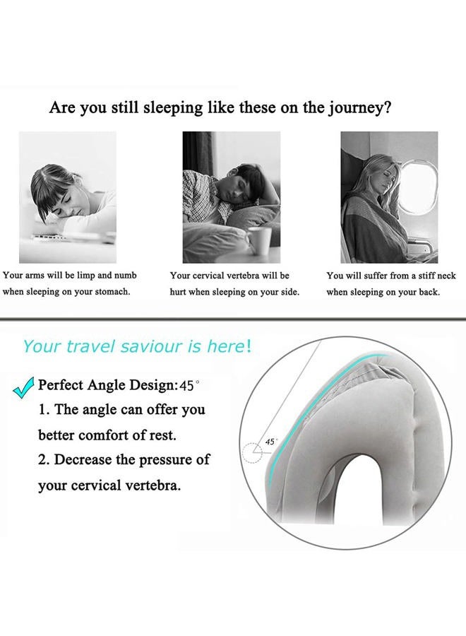 VinMas Travel Pillow, Inflatable Portable Head Neck Rest Pillow for Airplanes, Cars, Buses, Trains, Napping, Camping - A Patented Product (Grey) - Image 2