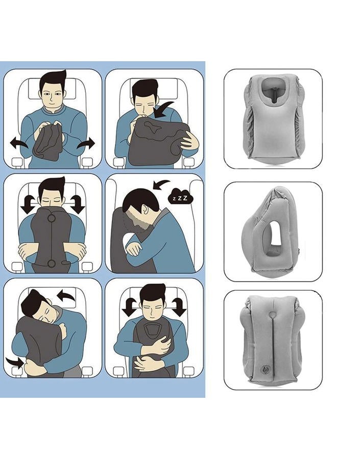 VinMas Travel Pillow, Inflatable Portable Head Neck Rest Pillow for Airplanes, Cars, Buses, Trains, Napping, Camping - A Patented Product (Grey) - Image 5