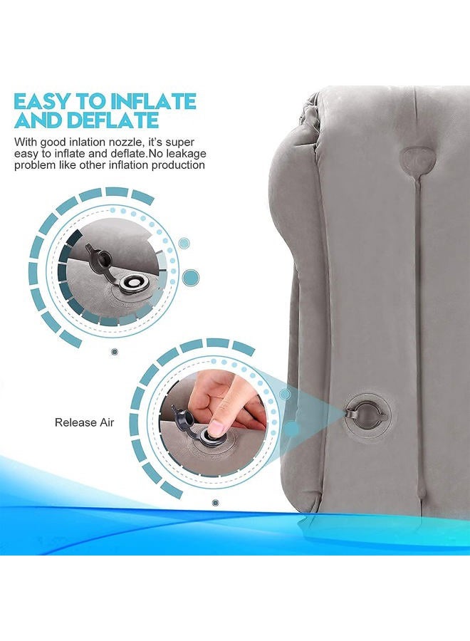VinMas Travel Pillow, Inflatable Portable Head Neck Rest Pillow for Airplanes, Cars, Buses, Trains, Napping, Camping - A Patented Product (Grey) - Image 3