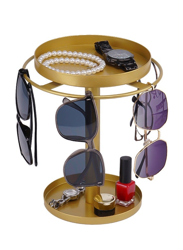general Detachable Rotating Glasses Storage Display Rack Gold Upper Tier for Accessories Storage Multi-Purpose Watch Stand - Image 1