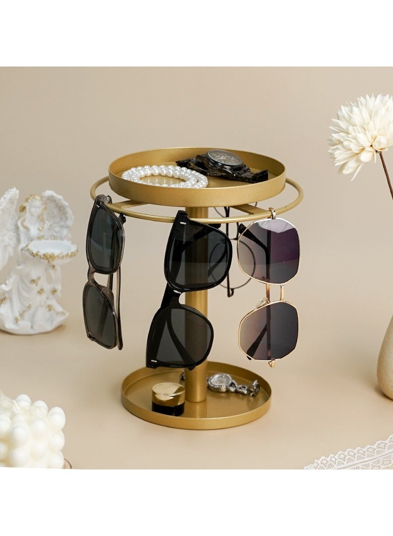 general Detachable Rotating Glasses Storage Display Rack Gold Upper Tier for Accessories Storage Multi-Purpose Watch Stand - Image 3
