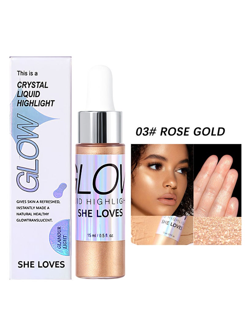 She Loves - Glow Crystal Liquid Highlight, Glossy Body Oil , Long Lasting Waterproof Beauty Illuminator for Face and Body 15ml - Image 1