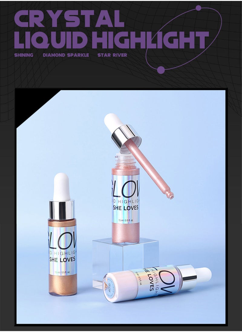 She Loves - Glow Crystal Liquid Highlight, Glossy Body Oil , Long Lasting Waterproof Beauty Illuminator for Face and Body 15ml - Image 1