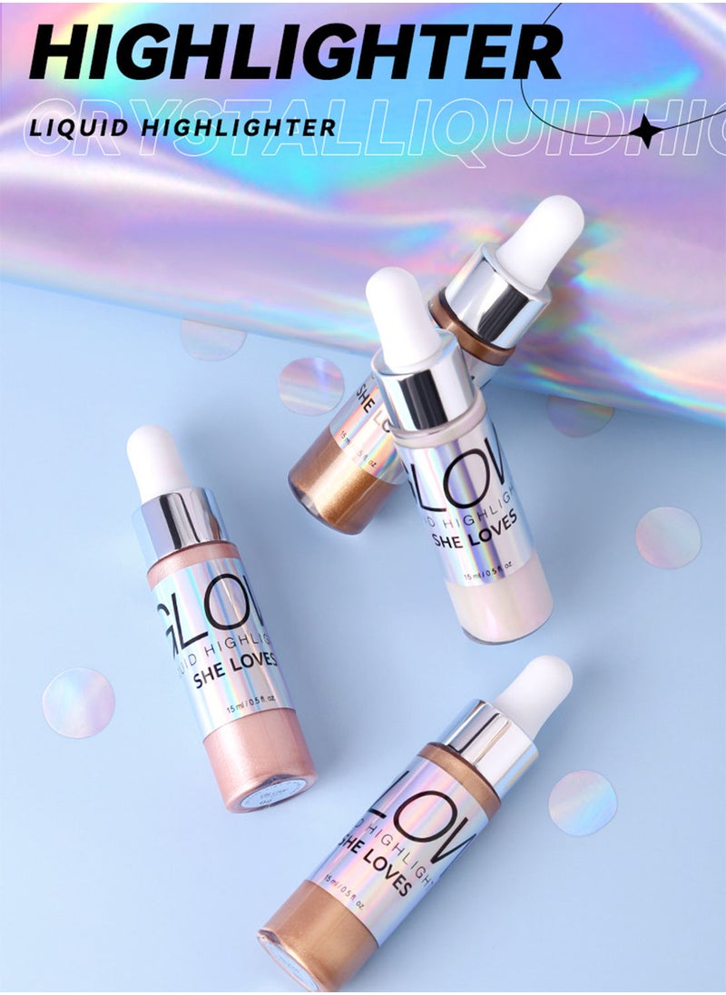 She Loves - Glow Crystal Liquid Highlight, Glossy Body Oil , Long Lasting Waterproof Beauty Illuminator for Face and Body 15ml - Image 1