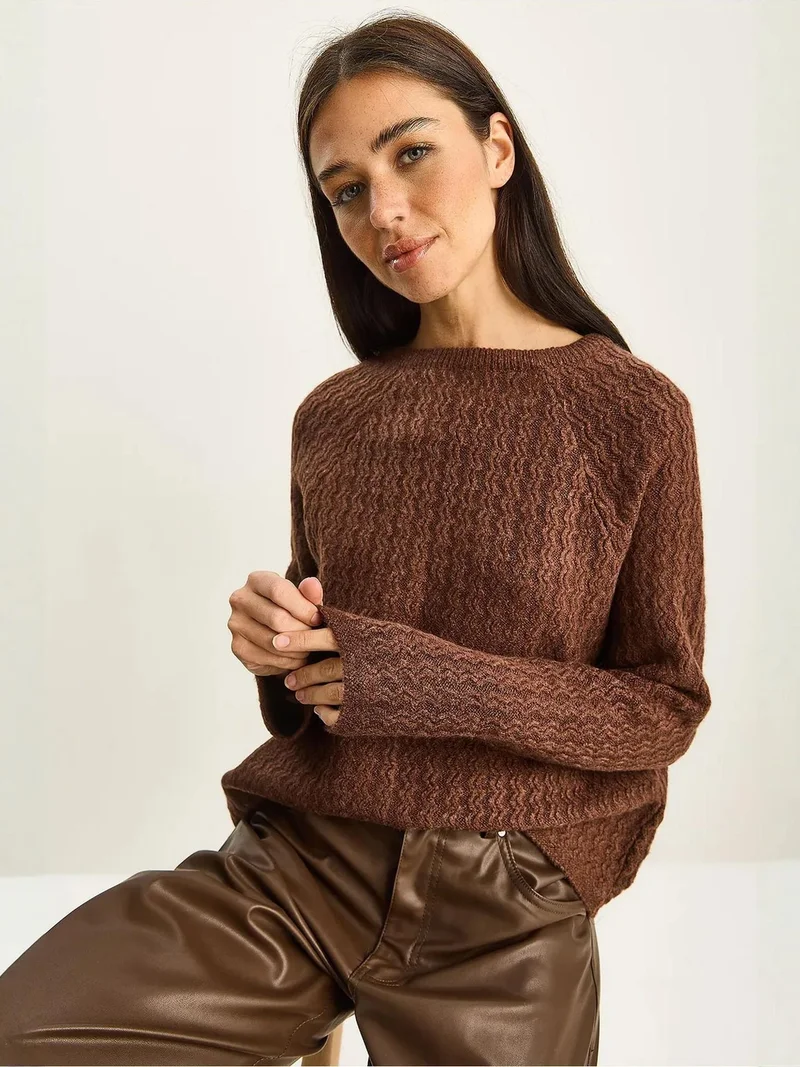 بيانكو لوتشي بلوفر سميك محبوك بقبة دائرية من لوكسي