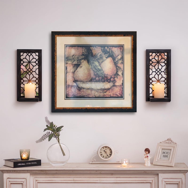 Walasis Black Candle Sconces Wall Decor - Gothic Wood Candle Shelves Decor for Plant Display - Halloween Wall Candle Holder Vintage Sconces for Office Fireplace Window Hallway - Image 3