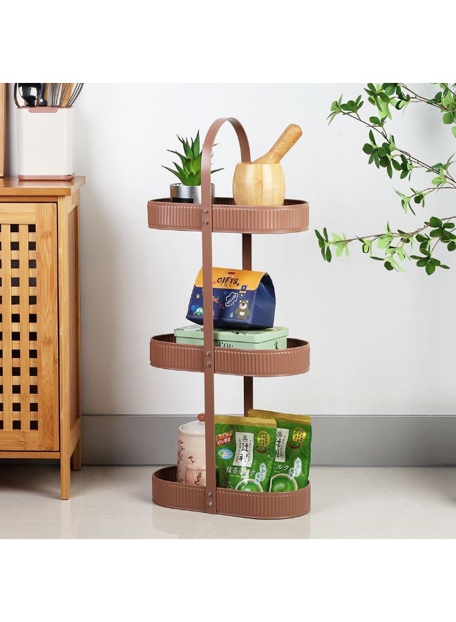 DANUBE HOME Mocha 3-Tier Storage Holder – Multi-Purpose Organizer Rack for Kitchen, Bathroom, Office, Bedroom – Space-Saving Shelving Unit for Home Storage Solutions 32 X 16.5 X 74.5 Cm - Image 1
