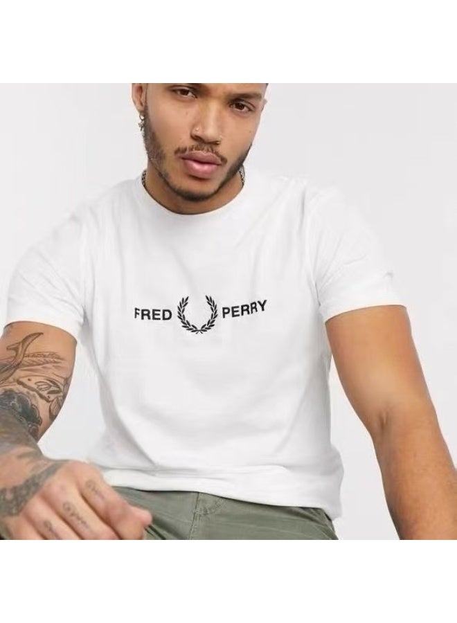 FRED PERRY Men's White Round Neck T-shirt (XL Size 60-70kg) ﻿ - Image 2