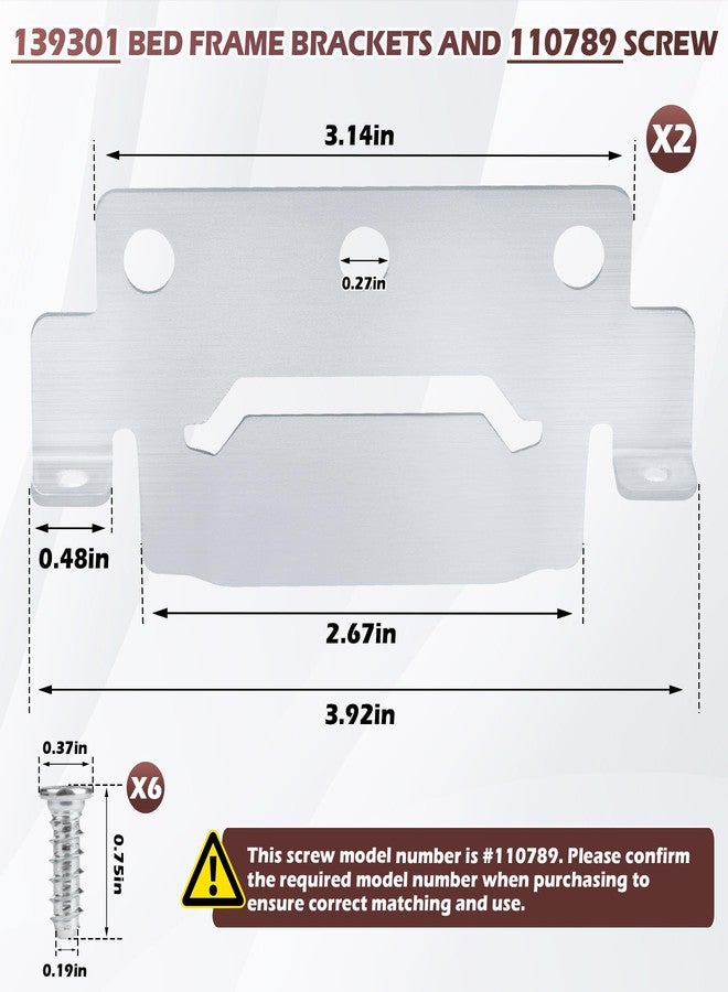 ulapithi 139301 Mounting Plates Replacement for IKEA Bed Frame Brackets Part #139301 (2 X Mounting Plate) and 110789 (6 X Screws) Spare Hardware Parts Compatible Hemnes Malm Brimnes Ingatorp Tarva Kritte - Image 2