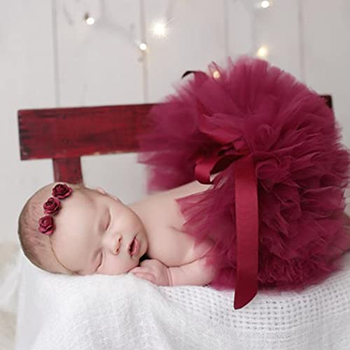 Vemonllas Fashion Unisex Newborn Girl Baby Outfits Photography Props Headdress Tutu Skirt (Red) - Image 2