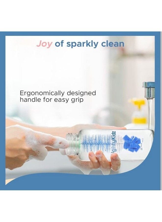 Naughty Kidz - فرشاة تنظيف زجاجات وحلمات بم sponge لتنظيف الزجاجات والحلمات وإكسسوارات الأطفال (أزرق حزمة من 1) - Image 1