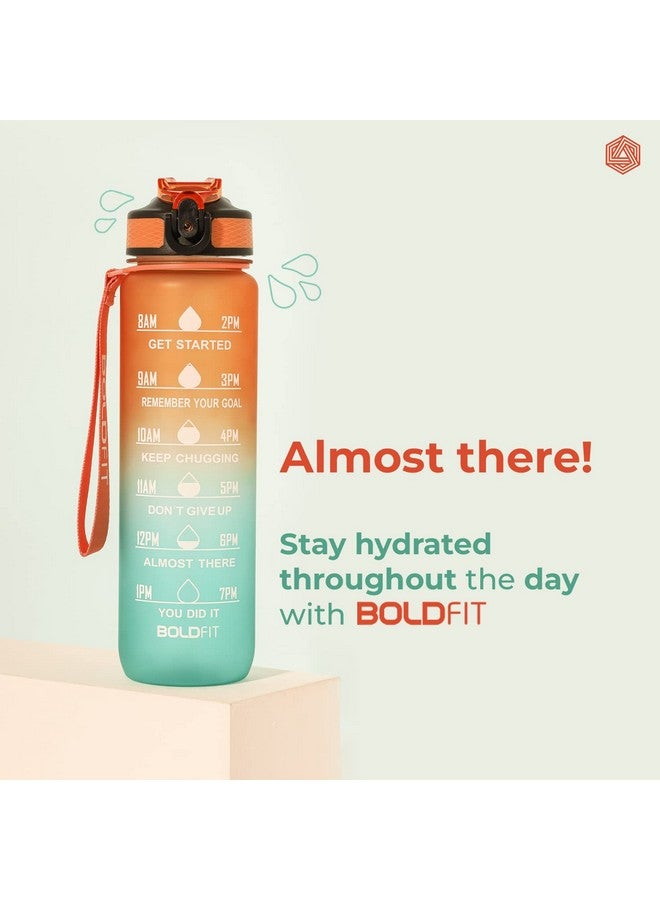 Boldfit Water Bottles 1 Litre Sipper Bottle For Adults, Kids,Unbreakable Motivational Water Bottle Time Mark Sipper With Straw-Time For Gym Office School Home Water Bottle for Kids-TealOrange Plastic - Image 2