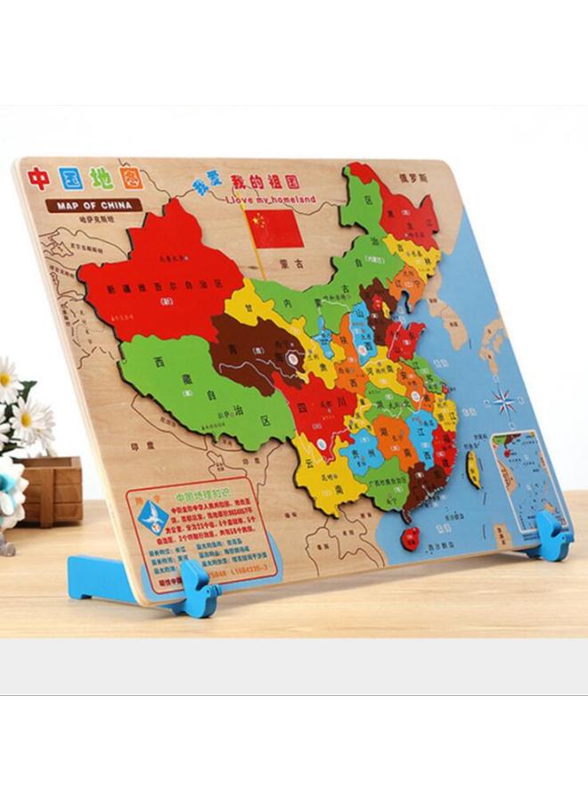 China Map Puzzle Wooden Three-dimensional Large Xiangyu Magnetic Geography Children's Educational Science And Education Toy Set-Color:Ordinary World (bracket + Storage Bag) - Image 4